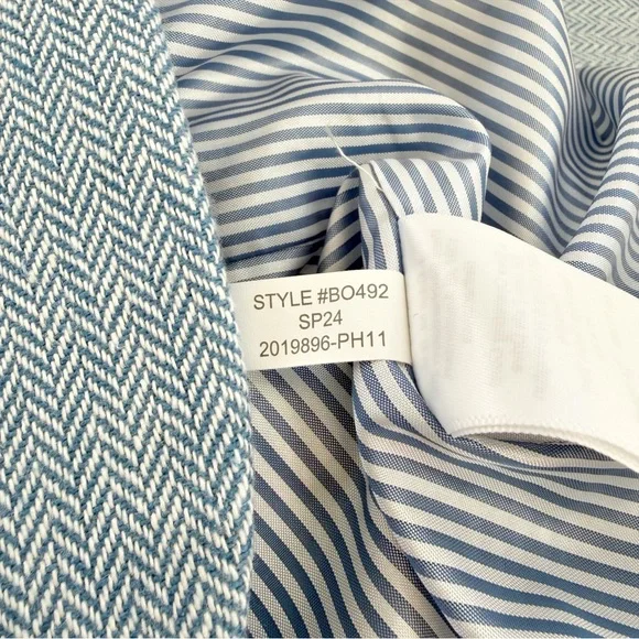 J. Crew Factory Herringbone One Button Blue White Blazer Size 4 - Picture 12 of 12